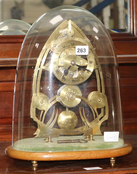 A Skeleton clock under dome height 41cm